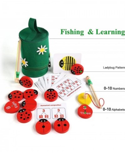 WODI Wooden Counting Ladybugs 0-10 Alphabets & Numbers Sorting Montessori Educational Toys for Toddlers Girls&Boys 3+ Learnin...