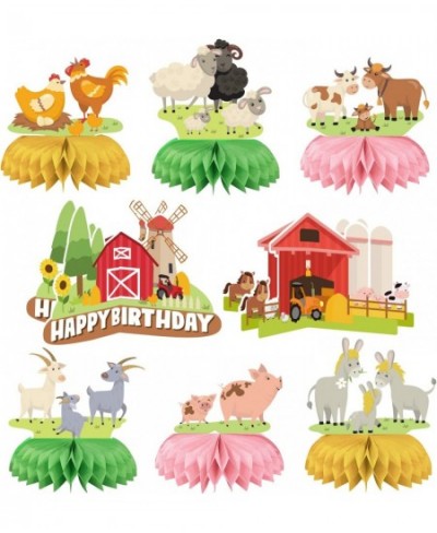 8PCS Farm Animals Birthday Party Supplies Farm Animal Honeycomb Centerpieces Farm Themed Party Decoration Barn Party Centerpi...