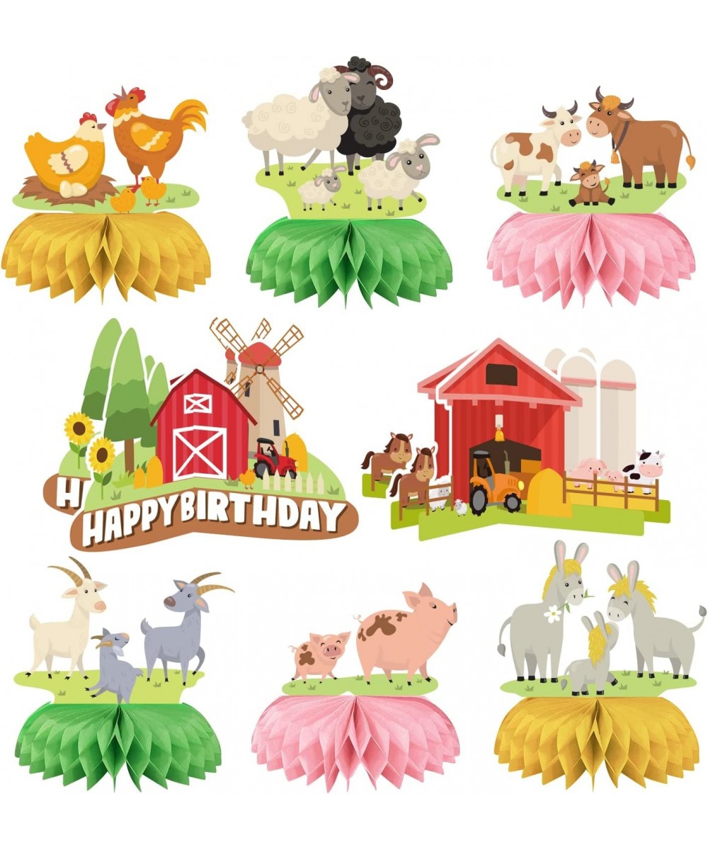 8PCS Farm Animals Birthday Party Supplies Farm Animal Honeycomb Centerpieces Farm Themed Party Decoration Barn Party Centerpi...