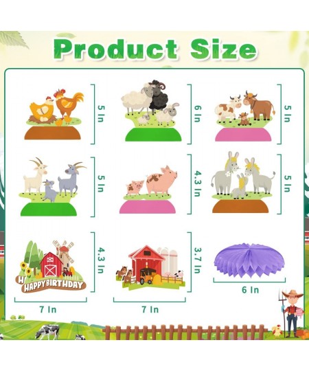 8PCS Farm Animals Birthday Party Supplies Farm Animal Honeycomb Centerpieces Farm Themed Party Decoration Barn Party Centerpi...