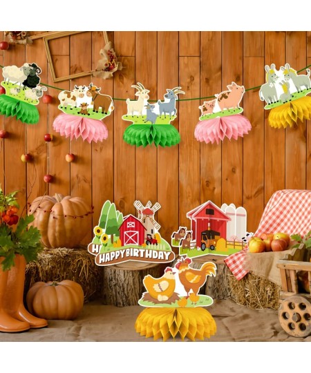 8PCS Farm Animals Birthday Party Supplies Farm Animal Honeycomb Centerpieces Farm Themed Party Decoration Barn Party Centerpi...