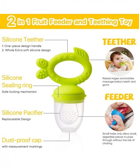 KoalaZoom Baby Fruit Feeder Pacifier Fresh Food Feeder (2 Count) Silicone Fruit Teether for Babies Infant Fruit Teething Toy ...