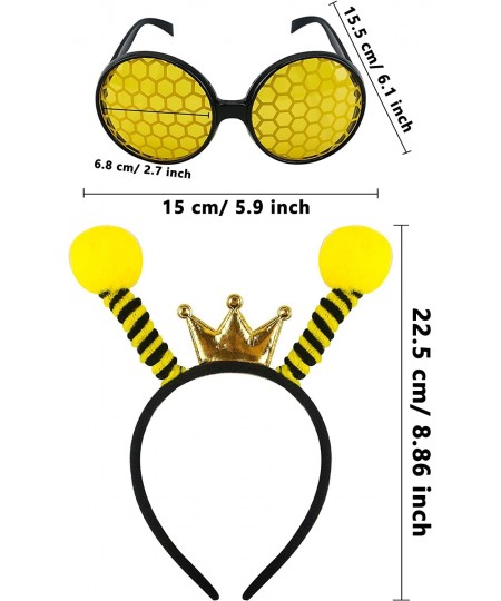 16 Pack Bee Headband and Glasses Set Bee Antenna Headband Boppers with Bee Sun Glasses Honey Bee Costumes for Fancy Dress Par...