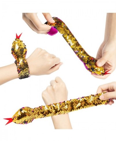 18PCS Snake Snap Bracelet Slap Toy Reptile Sequin Slap Bracelets for Kids Boys Girls Simulation Animals Wristband Headbands R...