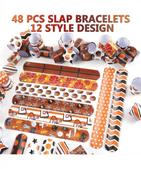 48PCS Basketball Party Favors Slap Bracelets Boy Wristband for Sports Kids Adults Classroom Prize Exchanging Gifts Birthday B...