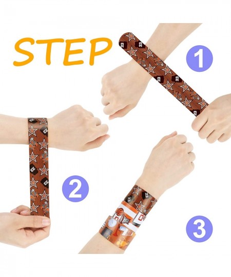 48PCS Basketball Party Favors Slap Bracelets Boy Wristband for Sports Kids Adults Classroom Prize Exchanging Gifts Birthday B...