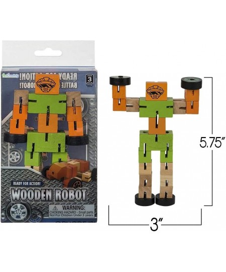 Wooden Toy Robots - 3 Pack - Adorable Action Figures Toy Cars in Assorted Colors for Boys and Girls - Develop Cognitive and M...