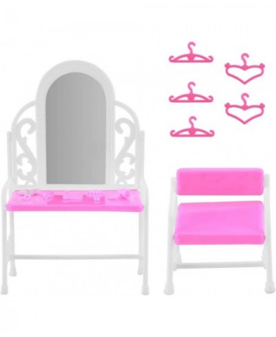 8PCS Dollhouse Furniture Barbie Princess Furniture Accessories Set Dresser Stool Sofa Bed Hangers Kids Gift for Barbie Doll $...