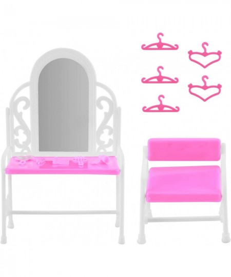 8PCS Dollhouse Furniture Barbie Princess Furniture Accessories Set Dresser Stool Sofa Bed Hangers Kids Gift for Barbie Doll $...