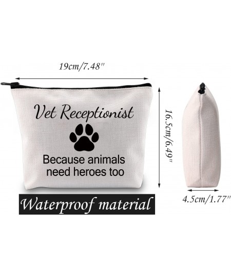 Vet Receptionist Cosmetic Bag Veterinarian Gift Because Animals Need Heroes Too Makeup Bag Vet Tech Assistant Gift(Vet Recept...