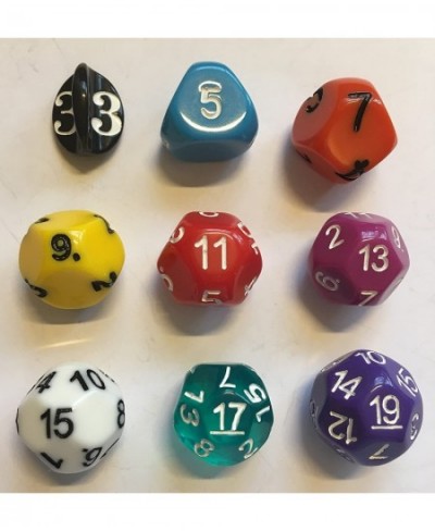 Rainbow - Set of 9 Unusual Odd Sided dice - D3 D5 D7 D9 D11 D13 D15 D17 & D19 $43.21 - Game Accessories