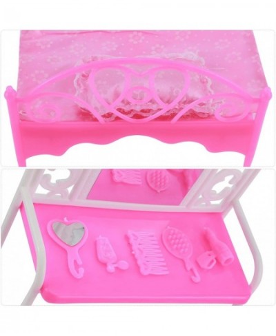 8PCS Dollhouse Furniture Barbie Princess Furniture Accessories Set Dresser Stool Sofa Bed Hangers Kids Gift for Barbie Doll $...