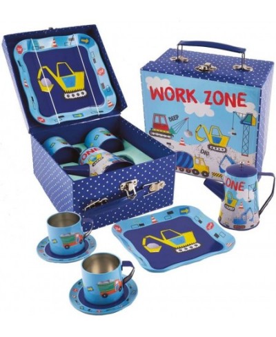 Construction Vehicles Tea 7pc Set Tin in Square Case Standard $41.00 - Toy Kitchen Products