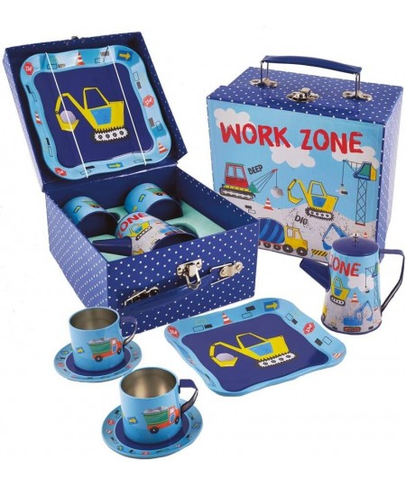 Construction Vehicles Tea 7pc Set Tin in Square Case Standard $41.00 - Toy Kitchen Products