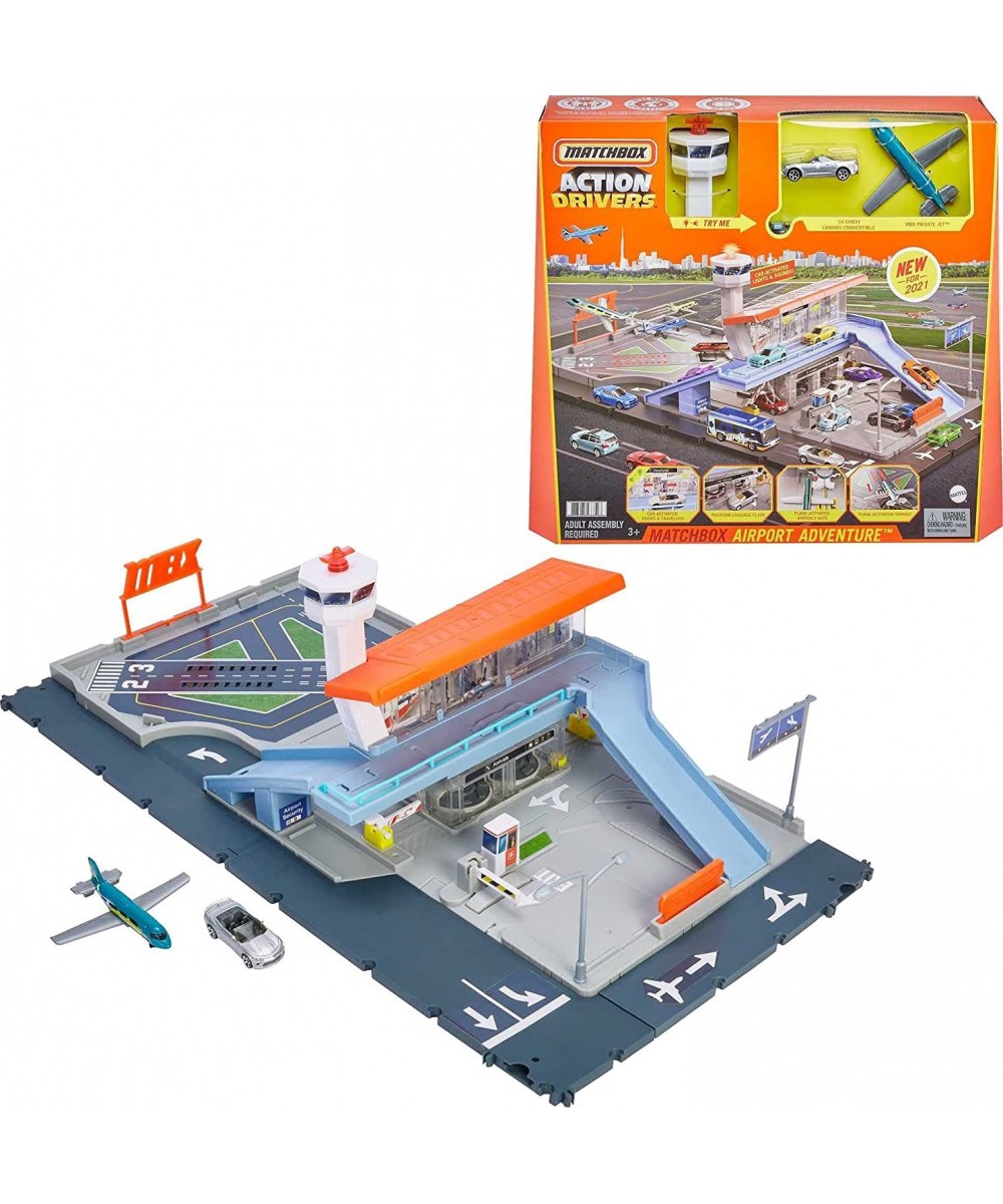 Action Drivers Airport Adventure with Lights & Sounds & Moving Parts Includes 1 Car & 1 1 Plane Connects to Other Sets Gift f...