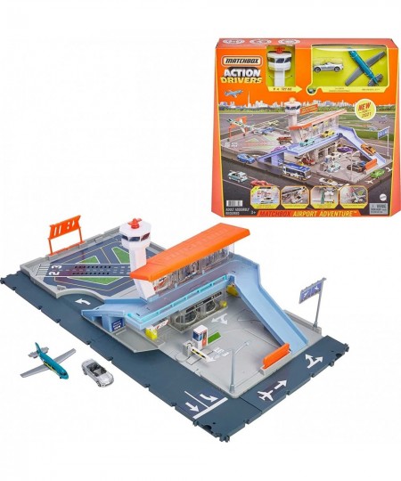 Action Drivers Airport Adventure with Lights & Sounds & Moving Parts Includes 1 Car & 1 1 Plane Connects to Other Sets Gift f...