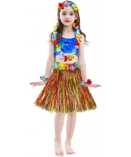 Girl's Elastic Hawaiian Hula Dancer Grass Skirt with Flower Costume $21.13 - Kids' Costumes