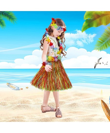 Girl's Elastic Hawaiian Hula Dancer Grass Skirt with Flower Costume $21.13 - Kids' Costumes