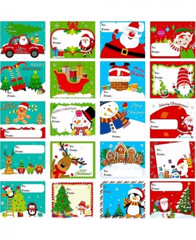 300Pcs Christmas Name Tags Gifts Labels Stickers-Santa/Snowman/Reindeer/Gift Box/Elf/Gingerbread House-on Wrapping Paper/Card...