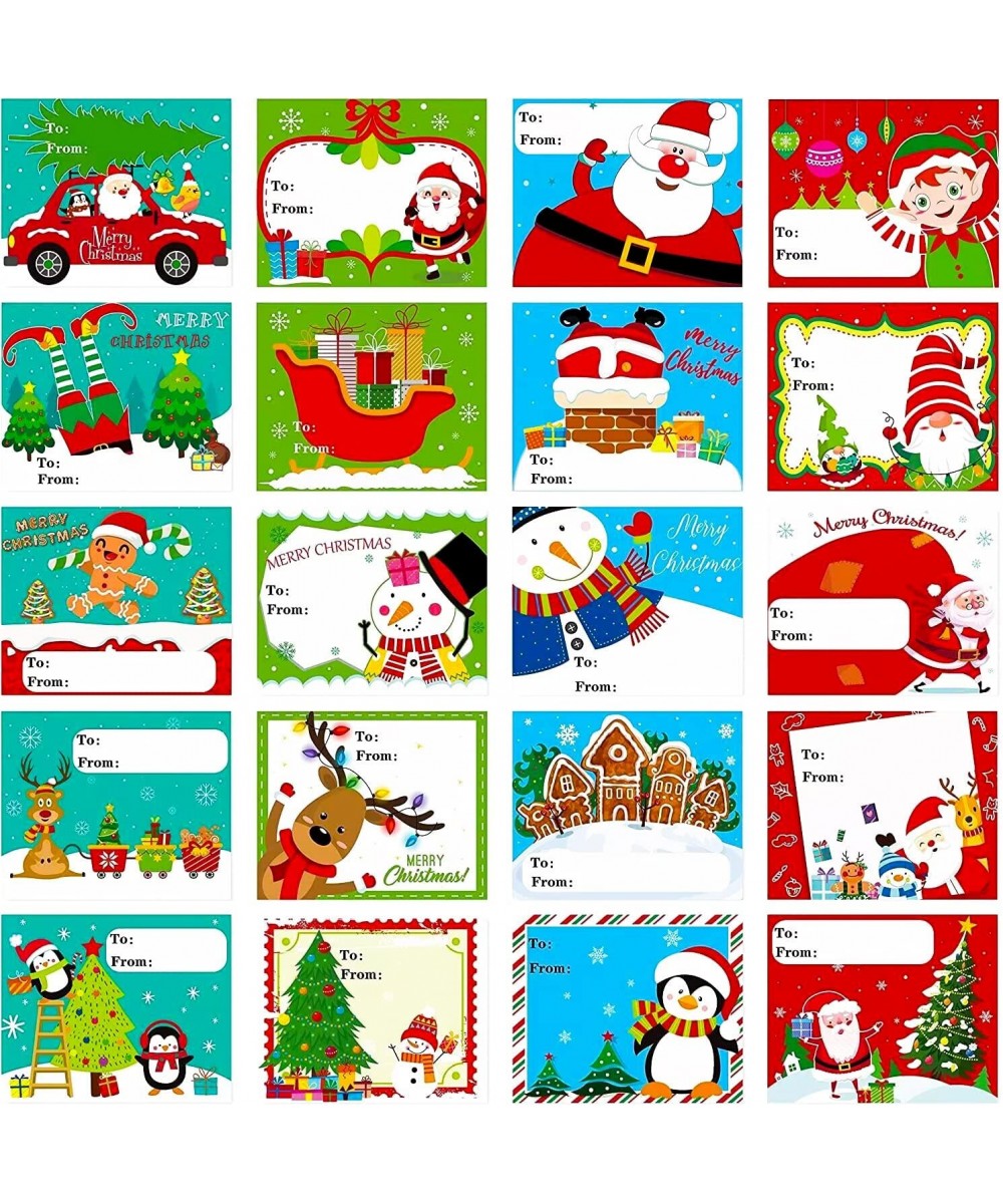 300Pcs Christmas Name Tags Gifts Labels Stickers-Santa/Snowman/Reindeer/Gift Box/Elf/Gingerbread House-on Wrapping Paper/Card...