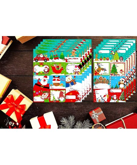 300Pcs Christmas Name Tags Gifts Labels Stickers-Santa/Snowman/Reindeer/Gift Box/Elf/Gingerbread House-on Wrapping Paper/Card...