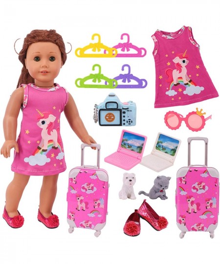 13Pcs American Doll Travel Luggage Play Set Clothes and Accessories for 18 Inch American Girl Doll Including Suitcase Luggage...