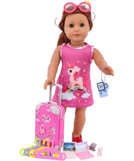 13Pcs American Doll Travel Luggage Play Set Clothes and Accessories for 18 Inch American Girl Doll Including Suitcase Luggage...