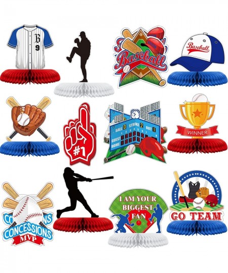 12 Pcs Baseball Party Decoration Baseball Centerpieces Baseball Birthday Party Supplies Baseball Decor Baseball Honeycomb Cen...