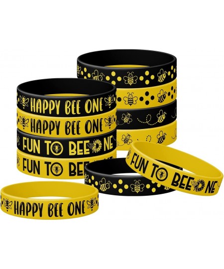 Bumble Bee Rubber Bracelets Silicone Wristbands Bee Party Favors Supplies for Bee Birthday Party Bee Baby Show Bumblebee Them...