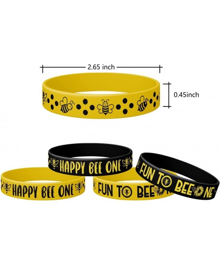 Bumble Bee Rubber Bracelets Silicone Wristbands Bee Party Favors Supplies for Bee Birthday Party Bee Baby Show Bumblebee Them...