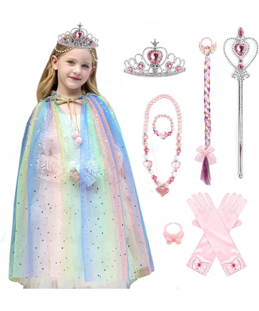 Princess Dress Up Clothes for Little Girls Pincess Cape Cloaks Costume Accessories with Princess Braid Tiara Wand Necklace $2...