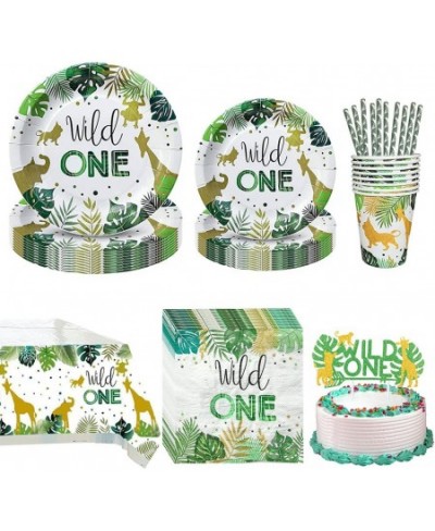 Wild One Birthday Party Supplies 10 Guests Wild One Plates Cups Napkins Tablecloth Disposable Tableware Set for Baby Shower G...