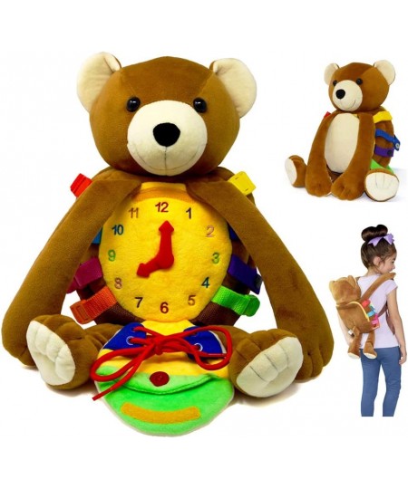 Bear Backpack - Toddler Backpack & Stuffed Animal Learning Activity – Develops Fine Motor & Basic Life Skills – Soft Plush Ki...