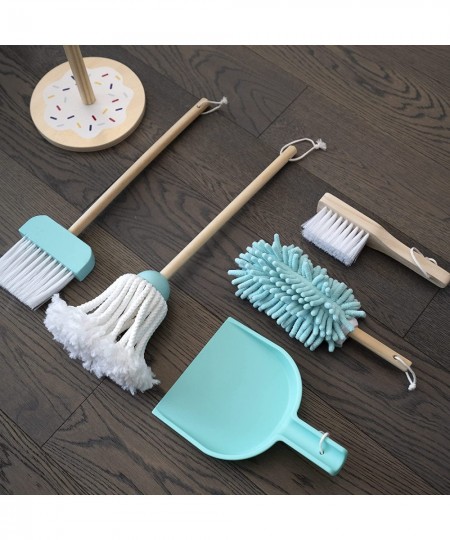 – Kids Cleaning Set 6 Pieces Detachable Wooden Kids Broom Set | Custom Matching Color Duster Brush Mop Broom Dust Pen and Han...