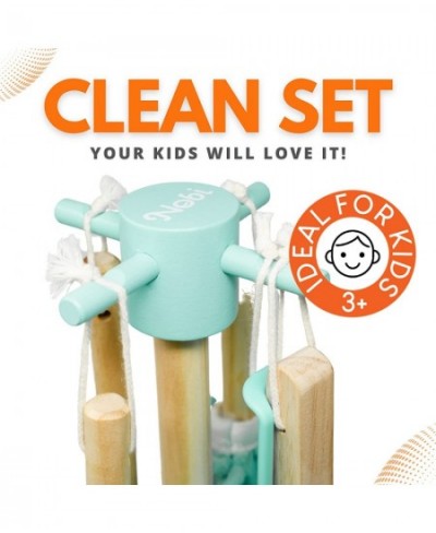 – Kids Cleaning Set 6 Pieces Detachable Wooden Kids Broom Set | Custom Matching Color Duster Brush Mop Broom Dust Pen and Han...