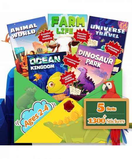 Sticker Books for Kids 2-4 Learning Toys Sticker Books for Toddlers 1-3 Busy Farm Universe Dinosaur Ocean and Animals 5 Theme...