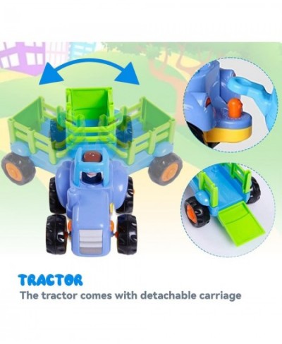 4 Pack Friction Powered Cars Set  Educational Vehicles Toy Gifts for Kids Toddler Baby 1 2 3 Year Old  Push and Go Bulldozer ...