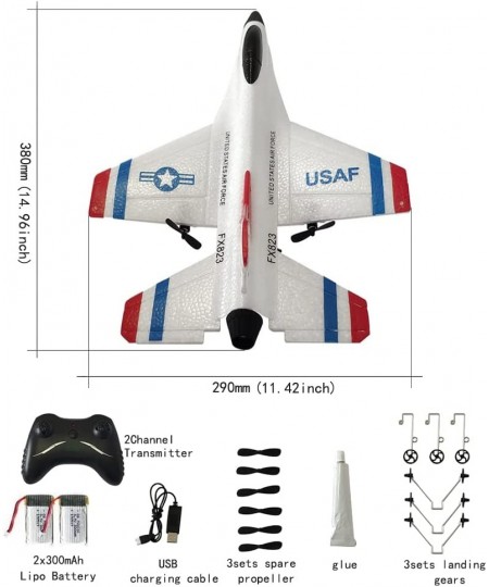 RC Airplane 2.4GHz 2 Channel Remote Control Plane with Gyro and 2 Batteries (35 Mins) Easy to Fly F-16 Model for Adults Begin...