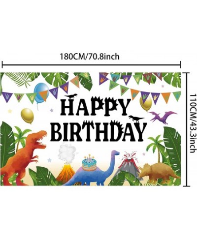 Watercolor Dinosaur Happy Birthday Banner Backdrop 73'' x 43'' Jungle Theme Dinosaur Birthday Party Decoration Supplies Photo...