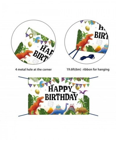 Watercolor Dinosaur Happy Birthday Banner Backdrop 73'' x 43'' Jungle Theme Dinosaur Birthday Party Decoration Supplies Photo...