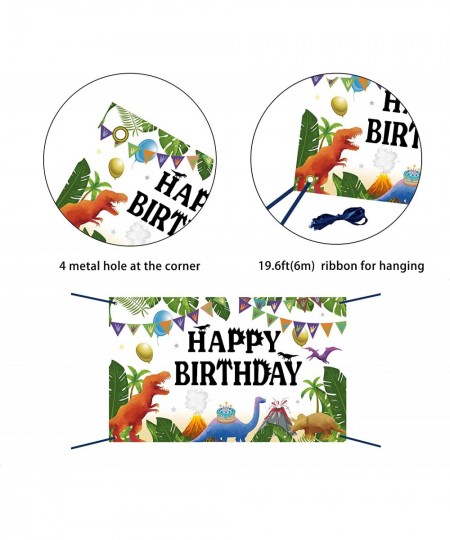 Watercolor Dinosaur Happy Birthday Banner Backdrop 73'' x 43'' Jungle Theme Dinosaur Birthday Party Decoration Supplies Photo...