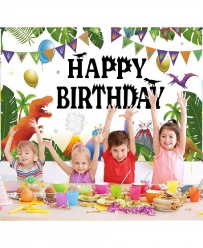 Watercolor Dinosaur Happy Birthday Banner Backdrop 73'' x 43'' Jungle Theme Dinosaur Birthday Party Decoration Supplies Photo...