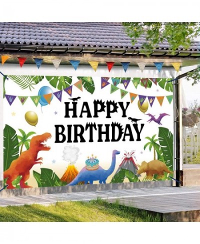 Watercolor Dinosaur Happy Birthday Banner Backdrop 73'' x 43'' Jungle Theme Dinosaur Birthday Party Decoration Supplies Photo...