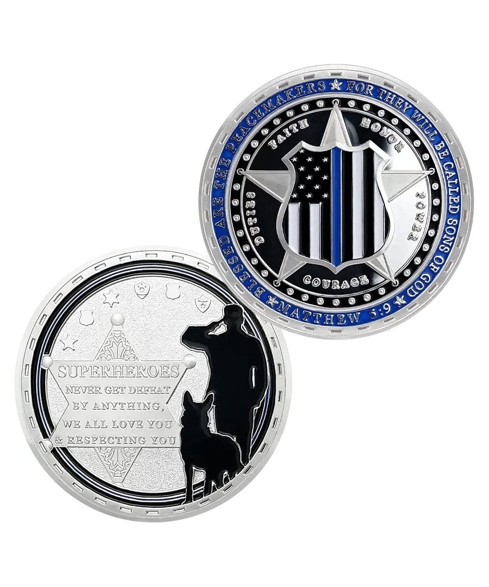 K9 Challenge Coin Police Officers Thin Blue Line Coin Gift Blessed are The Peacemaker Thank You Gift $21.62 - Novelty Coins