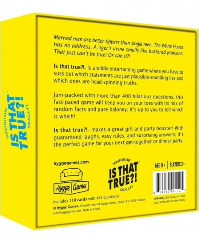 is That True?! – Can You Tell The Difference Between Wacky fact and Sneaky Fiction? – Trivia Party Game Yellow (21125) $37.96...