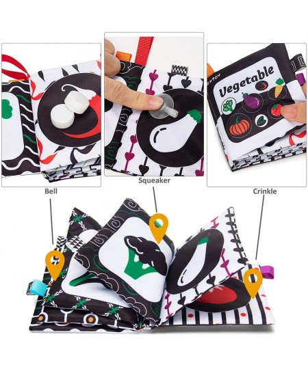 12 Packs Soft Baby Books Black and White High Contrast Baby Toys Gifts Crinkle Cloth Books for Newborn Infant Babies 0 3 6 9 ...