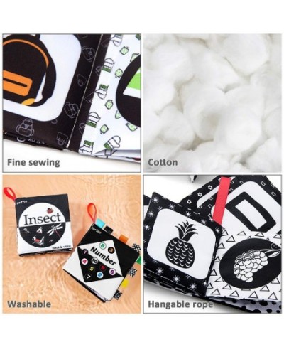 12 Packs Soft Baby Books Black and White High Contrast Baby Toys Gifts Crinkle Cloth Books for Newborn Infant Babies 0 3 6 9 ...