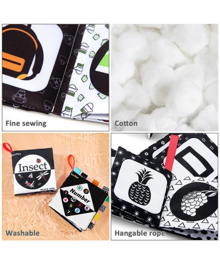 12 Packs Soft Baby Books Black and White High Contrast Baby Toys Gifts Crinkle Cloth Books for Newborn Infant Babies 0 3 6 9 ...