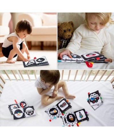 12 Packs Soft Baby Books Black and White High Contrast Baby Toys Gifts Crinkle Cloth Books for Newborn Infant Babies 0 3 6 9 ...