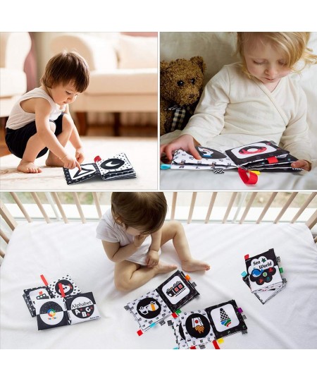 12 Packs Soft Baby Books Black and White High Contrast Baby Toys Gifts Crinkle Cloth Books for Newborn Infant Babies 0 3 6 9 ...